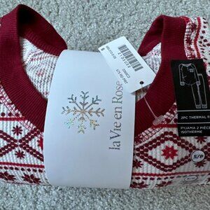 La Vie en Rose 2-Piece Thermal PJ Pyjamas Set - Long Sleeve and Pants - Sz Small